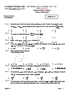 Đề thi học kỳ I môn Toan 12 - Mã đề thi 144